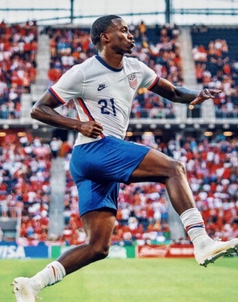 Timothy Weah during the match.